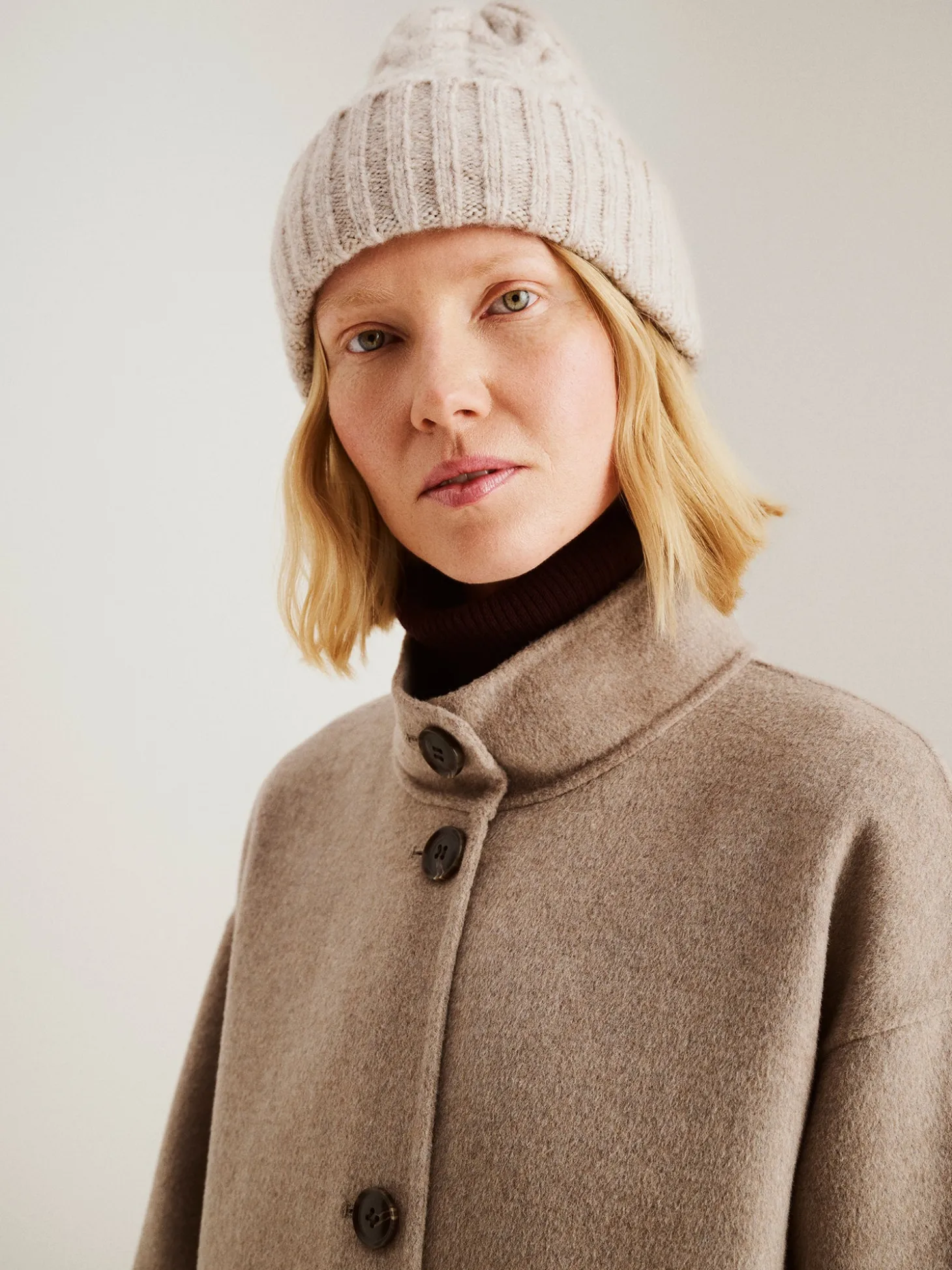 ELLE pitkä villakangastakki - beige