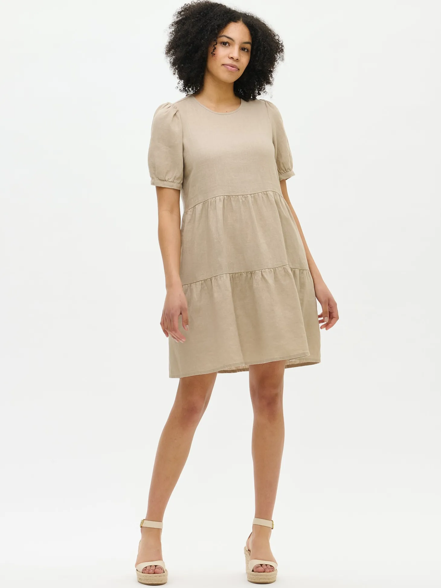 SARASTUS lyhyt pellavamekko - beige