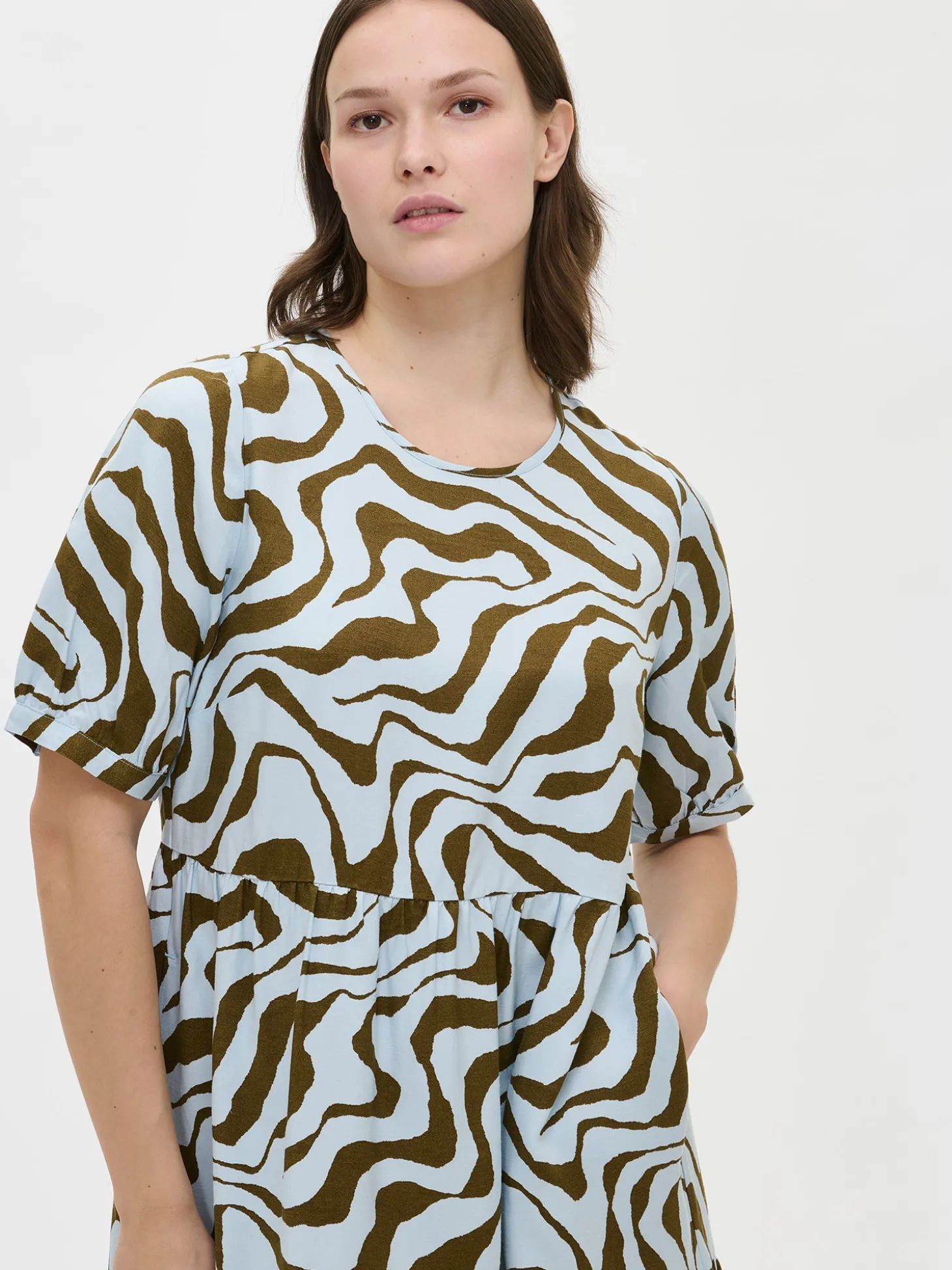 SAVANNA midi kangasmekko - vaaleansininen